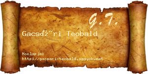 Gacsári Teobald névjegykártya